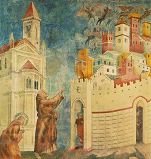 Giotto, <em>La Scacciata dei diavoli da Arezzo</em><br> (Basilica superiore di Assisi).
