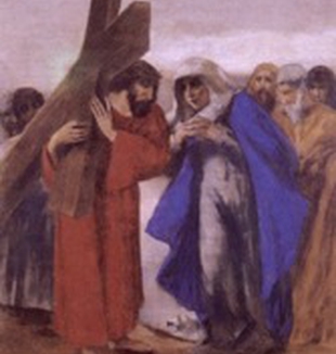 G. Previati, <em>Via Crucis - Gesù<br> incontra la madre</em>, 1852.