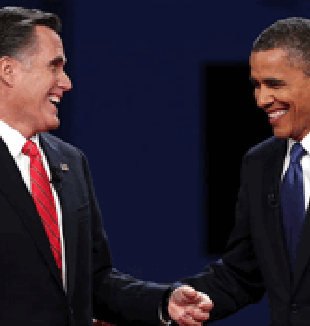 Mitt Romney e Barack Obama ad un dibattito in tv.