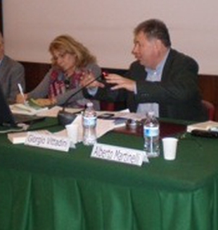 Ferrera, Bilancia e Vittadini durante il dibattito.