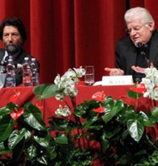 Cacciari e il cardinale Scola all'incontro di Varese.