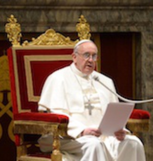 Papa Francesco durante l'Udienza con i Cardinali.