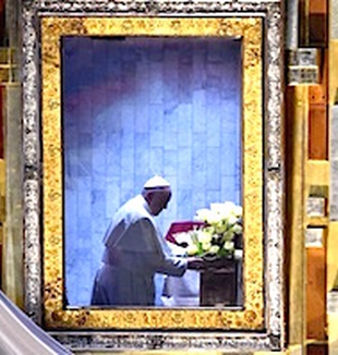 Papa Francesco nella basilica della Vergine di Guadalupe.