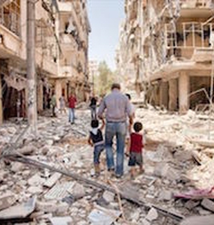 Una strada di Aleppo.