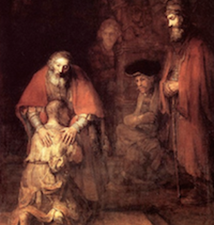Rembrandt, "Ritorno del figliol prodigo",<br> 1668-1669, San Pietroburgo.