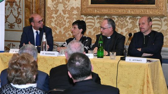 Da sinistra: Angelino Alfano, Emilia Guarnieri, Antonio Spadaro e Eraldo Affinati. Foto: Daniele Marino