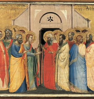 Bernardo Daddi, Predella con la storia della Sacra Cintola (1337-1338). Particolare