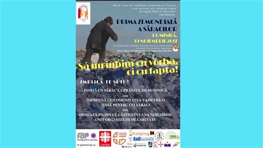 Il volantino dell'iniziativa per la Giornata dei poveri del 19 novembre a Bucarest