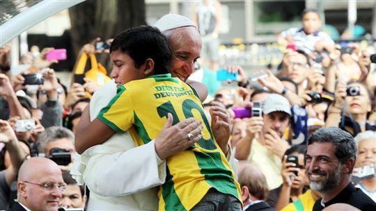 Papa Francesco durante il viaggio in Brasile