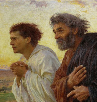 Eugene Burnand, "I discepoli Pietro e Giovanni corrono al sepolcro il mattino della Resurrezione", 1898