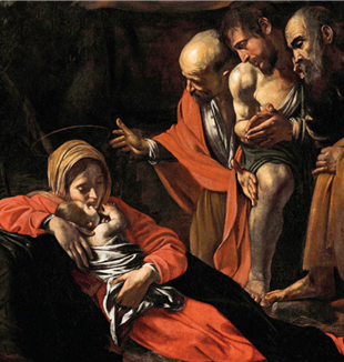 Caravaggio, "Adorazione dei pastori" (particolare), 1609. Museo Regionale di Messina