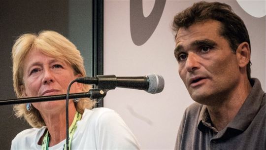 Daniele Mencarelli e Paola Bergamini al Meeting di Rimini 2019 (© Archivio Meeting)