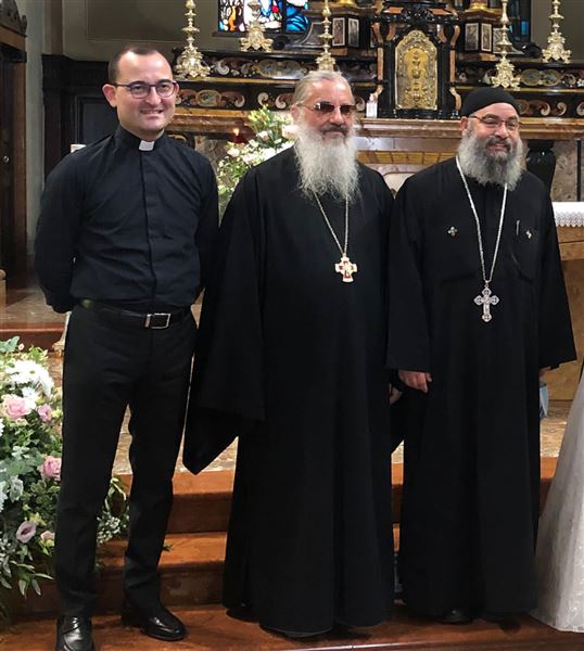 Don Simone Riva, padre Ambrogio Makar e padre Raffaele Gebrail