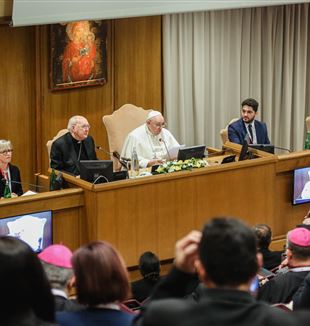 Papa Francesco durante il convegno (Foto Dicastero per i Laici, la Famiglia e la Vita) 