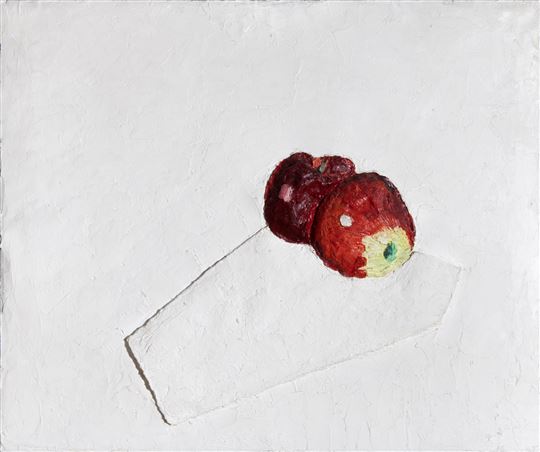 Giovanni Testori, ''Due mele'', l'immagine in copertina su ''Tracce'' di gennaio. Per gentile concessione Associazione Giovanni Testori. Foto di Lidia Patelli